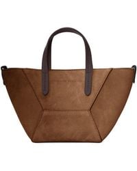 Brunello Cucinelli - Leather Panelled Tote Bag - Lyst