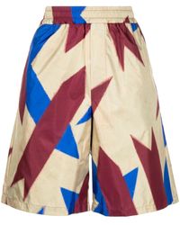 Pierre Louis Mascia - Abstract-Print Silk Bermuda Shorts - Lyst