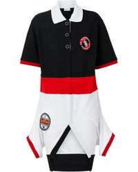 Burberry Striped Cotton Reconstructed Polo Shirt Dress - Black