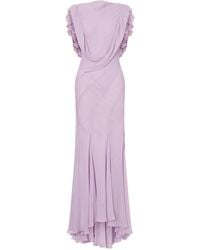 Alberta Ferretti - Kleid Mit Rüschendetail - Lyst