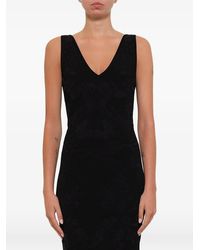 McQueen - Floral-Jacquard V-Neck Dress - Lyst
