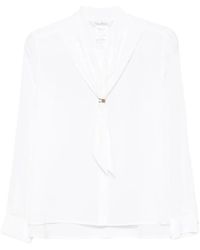 Max Mara - Scarf-Collar Silk Shirt - Lyst