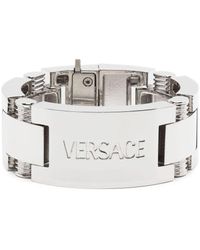 Versace - Logo-engraved Metal Bracelet - Lyst