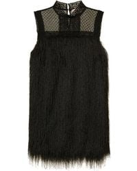 Twinset - Fringed Lace-Incet Mini Dress - Lyst