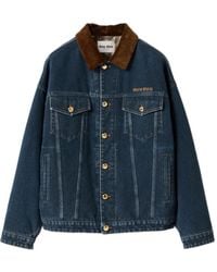 Miu Miu - Flocked Denim And Velvet Blouson Jacket - Lyst