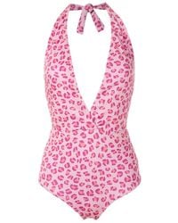 Amir Slama - Leopard-Print V-Neck One Piece - Lyst