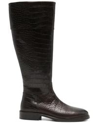 ADRIANNA FERETTI - Croc-Effect Knee-High Boots - Lyst