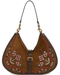Etro - Pony Embroidery Suede Maxi Shoulder Bag - Lyst