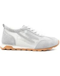 SERGIO MORETTI FIRENZE - Mesh-Panelled Suede Sneakers - Lyst