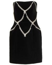 Costarellos - Novee Velvet Crystal-Embellishment Mini Dress - Lyst
