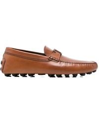 Tod's - Logo-Plaque Leather Loafers - Lyst