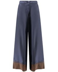 Co.Go - Contrasting-Band Silk Palazzo Pants - Lyst