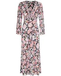 RIXO London - Tania Zijden Midi-Jurk Met Uitgesneden Details - Lyst