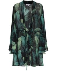 Alexandra Miro Betty Leaf-print Mini Dress - Green