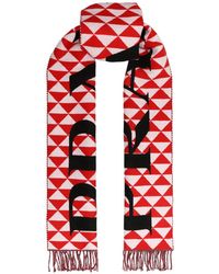 Prada - Sciarpa Con Motivo Geometrico E Frange - Lyst