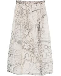 Paul & Joe - Graphic-Print Silk Skirt - Lyst