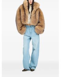 ROTATE BIRGER CHRISTENSEN - High-Neck Cropped Faux-Fur Jacket - Lyst