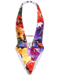 Dolce & Gabbana - Bañador con cinturón estampado flores abstractas - Lyst