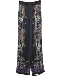 forte_forte - Wide-Leg Trousers With Botanical Embroidery - Lyst