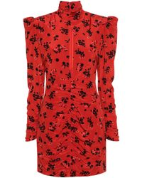 Alessandra Rich - Alessandra reichhaltiges Mini -Kleid mit hohem Nackenblumen - Lyst