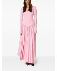 Pink - Langärmeliges Maxikleid Mit Raffungen - Lyst