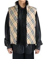 Burberry - Wattierte Weste Mit Check - Lyst