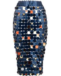 Rabanne - Midi Pencil Skirt In Sequin Knit - Lyst