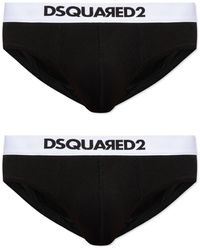 DSquared² - Logo-waistband Stretch-cotton Briefs (pack Of Two) - Lyst