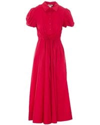 Twinset - Robe Mi-Longue À Manches Bouffantes - Lyst