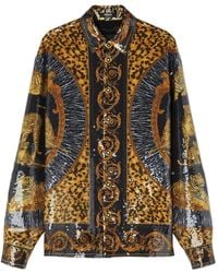 Versace - レオパード スパンコールトリムシャツ - Lyst