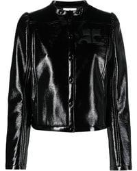 Courreges - Giacca biker iconic vinyl nera in cotone - Lyst