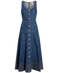 Cinq À Sept - Kehlani Button Belted Jean Midi Dress - Lyst