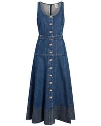 Cinq À Sept - Vestido Vaquero Midi Kehlani Con Cinturón - Lyst