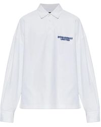 DSquared² - Logo-Print Long-Sleeved Polo Shirt - Lyst