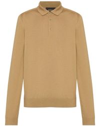 BOSS - Long-Sleeve Knitted Polo Shirt - Lyst