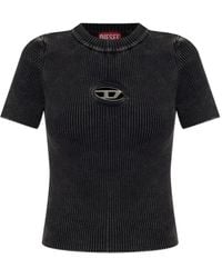 DIESEL - T-Shirt Côtelé À Logo M-Anchor-Ss - Lyst