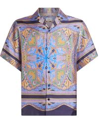 Etro - Twill Shirt With Placed Paisley Print - Lyst
