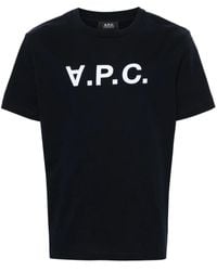 A.P.C. - Mitternachtsblaues Bio-Baumwoll-T-Shirt - Lyst