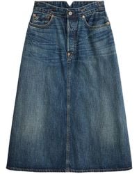 RRL - Denim Midi A-Line Skirt - Lyst