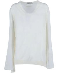 Alberta Ferretti - Finely Knitted Wool Sweater With Classic Crew Neck - Lyst