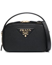 Prada - Triangle-logo Leather Tote Bag - Lyst
