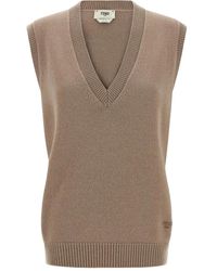 Fendi - V-Neck Cashmere Tank Top - Lyst