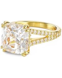 Swarovski - Stilla Cushion-Cut Crystal-Embellished Ring - Lyst