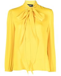DSquared² - Pussy Bow-collar Long-sleeve Top - Lyst