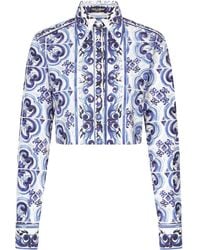 Dolce & Gabbana - Camicia crop con stampa - Lyst