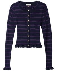 Sandro - Striped Ruffle-Trim Cardigan - Lyst