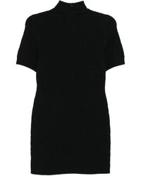 Michael Kors Logo Tape Ribbed Knit Dress in Black | Lyst Michael Kors Logo Tape Ribbed Knit Dress in Black | Lyst