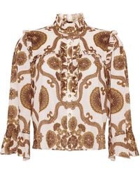 Cara Cara - Ruffle-Trimmed Floral-Print Top - Lyst