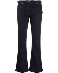 Valentino Vlogo Flared Cropped Denim Jeans - Blue