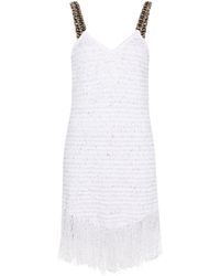 Balmain - Tweed Mini-jurk Met Franje - Lyst